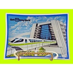 VINTAGE 1975 Walt Disney World Monorail Trinket Glass‎ Dish Souvenir Tray GUC